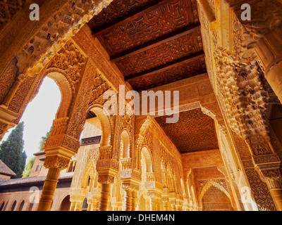 Patio de los Leones à Palacios Nazaries de l'Alhambra à Grenade, Andalousie, Espagne Banque D'Images