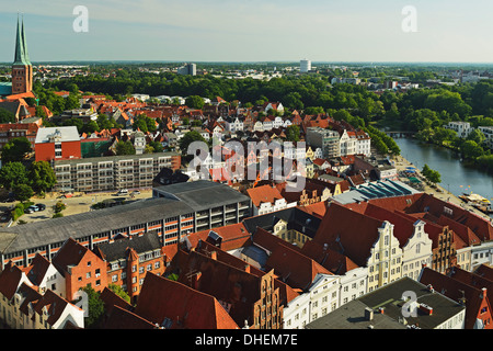 Vue aérienne de Lubeck, Schleswig-Holstein, Allemagne, Europe Banque D'Images