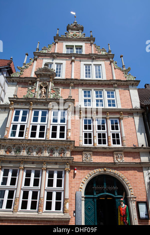 L'Dempterhaus ou Leisthaus, 1607, de style Renaissance de la Weser, musée, Hameln, Basse-Saxe, Allemagne Banque D'Images