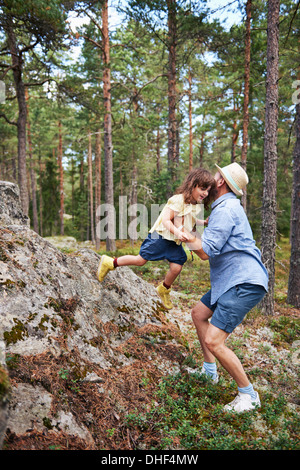 Père de fille de levage rock Banque D'Images