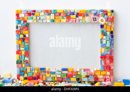 Photo Frame , mosaïque, fond blanc, coloré, couleurs, verre, Smalti aux tons, Banque D'Images
