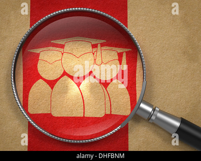 Loupe avec groupe de diplômés. Banque D'Images