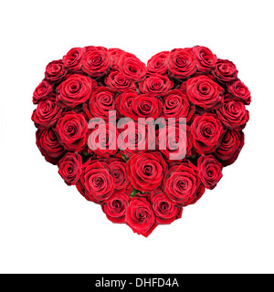 Rose rouge coeur isolé sur fond blanc Banque D'Images