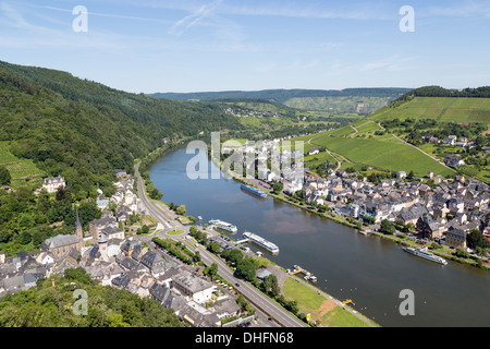 Vue aérienne de la Moselle à Cochem en Allemagne Banque D'Images