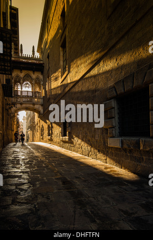 Pont des Soupirs dans Carrer del Bisbe, Barcelone, Catalogne, Espagne Banque D'Images