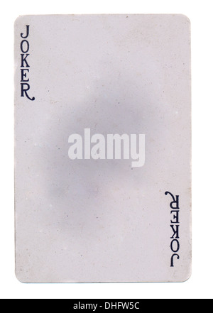 Vintage jeu de cartes joker papier fond - isolated on white Banque D'Images