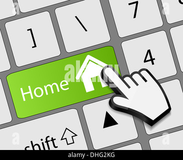 Accueil Clavier avec souris bouton curseur main vector illustration Banque D'Images