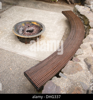 Terrasse, porche, paysage, été, fosse, chambre, accueil, patio, piscine, haut de gamme, luxe, mobilier, jardin, feu de camp, l'architecture, Banque D'Images