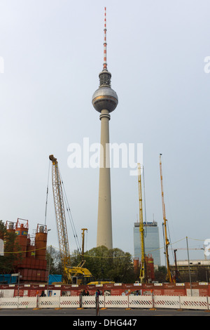 Construction d'une nouvelle ligne de métro U5 entre l'Alexanderplatz et Hauptbahnhof. Banque D'Images