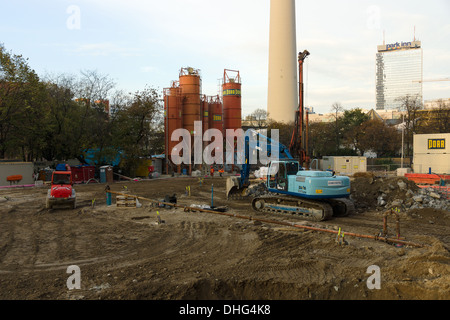 Construction d'une nouvelle ligne de métro U5 entre l'Alexanderplatz et Hauptbahnhof. Banque D'Images