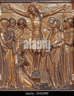 Anvers, Belgique - 5 SEPTEMBRE : metal Crucifixion de secours ou st Joriskerk. George church Banque D'Images