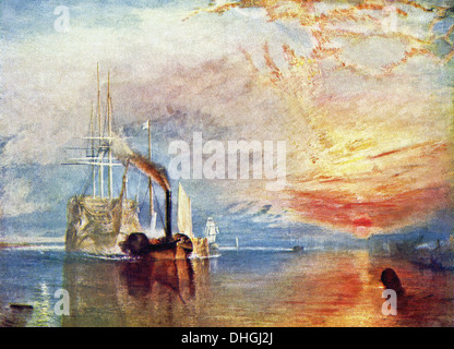 Ce tableau de JMW Turner, intitulé Les combats Temeraire, fut exposée à la Royal Academy en 1839. Banque D'Images