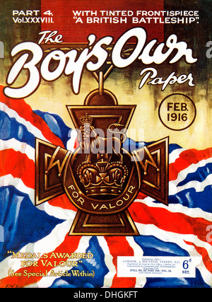 Les garçons propre papier, Croix de Victoria, 1916 Couverture du magazine avec une question sur patriotique médailles décernées pour bravoure Banque D'Images