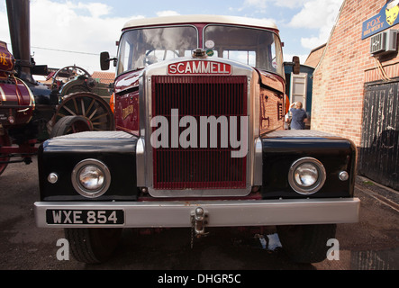 1928 camion vapeur exposée à la vapeur d'un rassemblement à Heacham, en Angleterre. Banque D'Images