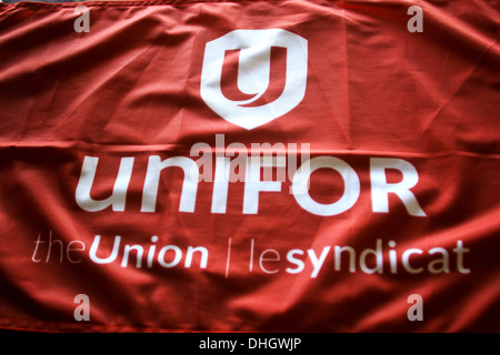 Le drapeau de l'union à l'unifor bureau de North Sydney, Cap-Breton Banque D'Images