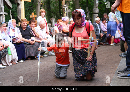 Pèlerinages chrétiens orthodoxes à la sainte montagne de Grabarka en Pologne Banque D'Images