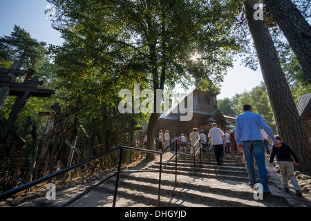 Pèlerinages chrétiens orthodoxes à la sainte montagne de Grabarka en Pologne Banque D'Images