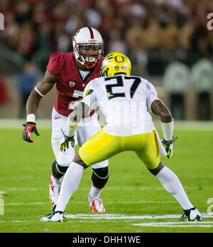 7 novembre 2013 : Stanford Cardinal américain Montgomery Ty (7) en action au cours de la NCAA Football match entre le Stanford Cardinal et l'Oregon Ducks au stade de Stanford à Palo Alto, CA. L'Oregon Stanford défait 26-20. Damon Tarver/Cal Sport Media Banque D'Images