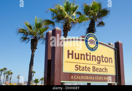 Huntington Beach Californie CA signe à Huntington State Beach State Park Banque D'Images