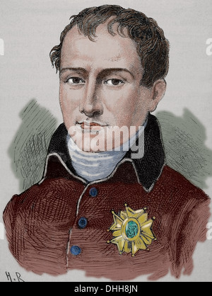 Joseph Bonaparte, 1768-1844, Roi de Naples, de l'Espagne 1806-1808 1808-1813. Frère de Napoleon I. gravure de couleur. Banque D'Images