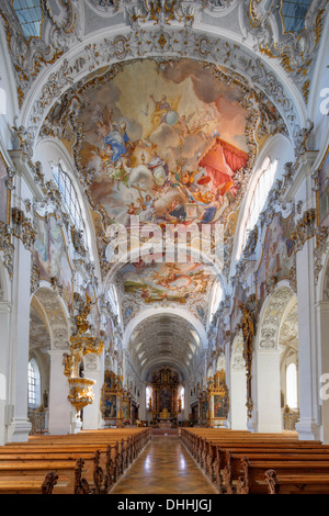 Ancienne collégiale de Saint-Jean-Baptiste, Steingaden, Pfaffenwinkel region, Upper Bavaria, Bavaria, Germany Banque D'Images