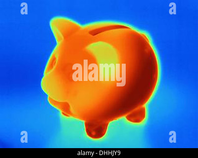 Photographie de thermique tirelire Banque D'Images