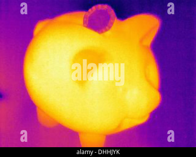 Photographie de thermique tirelire avec monnayeur Banque D'Images