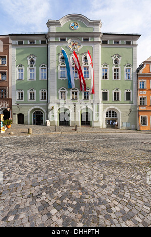 Hôtel de ville sur la place 91564, Burghausen, Haute-Bavière, Bavière, Allemagne Banque D'Images