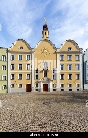 Ange gardien dans l'Église sur la place Marktplatz, Burghausen Burghausen, Haute-Bavière, Bavière, Allemagne Banque D'Images