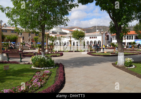 La Plaza de Armas dans Huaraz, Ancash, Pérou Banque D'Images