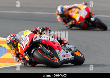 Valencia, Espagne GP Generali de la Comunitat Valenciana Moto GP. 10 nov., 2013. Marc Márquez (coureur espagnol Repsol Honda Team Honda) : Action de Crédit Plus Sport/Alamy Live News Banque D'Images