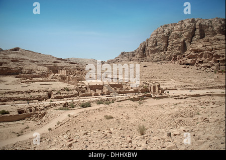 Ruines du Grand Temple de Pétra, UNESCO World Herritage, Wadi Musa, Jordanie, Moyen-Orient, Asie Banque D'Images