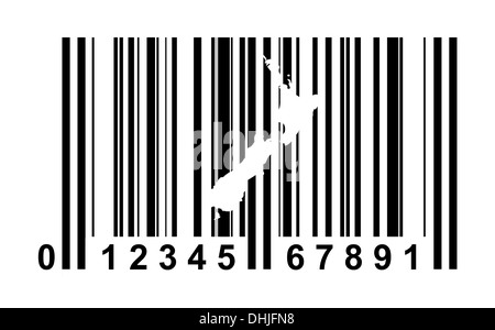 Nouvelle Zélande code barre commercial isolé sur fond blanc. Banque D'Images