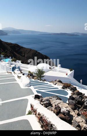 Escalier sur l'île de Santorin (Grèce) Banque D'Images