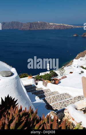 Escalier sur l'île de Santorin (Grèce) Banque D'Images