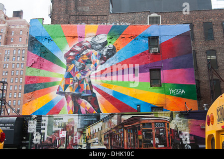 Le Marin embrassant peinture murale par Eduardo Kobra,Chelsea, New York City, États-Unis d'Amérique. Banque D'Images