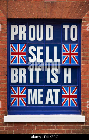 Fier de vendre la viande britannique sign Banque D'Images