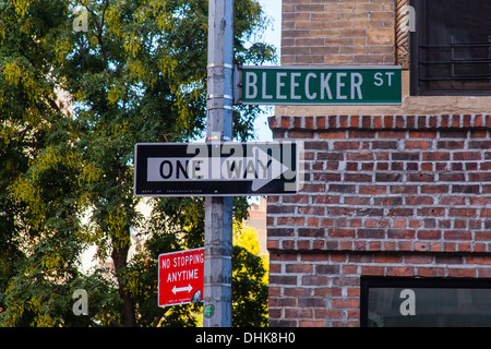 La Bleecker Street sign, Greenwich Village, New York, États-Unis d'Amérique. Banque D'Images