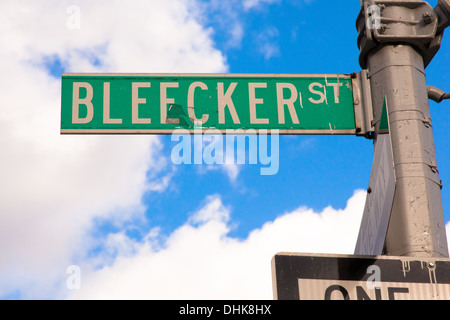 La Bleecker Street sign, Greenwich Village, New York, États-Unis d'Amérique. Banque D'Images