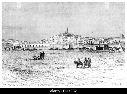 Vue 1888 Ghardaya du Mzab ou M'zab Banque D'Images
