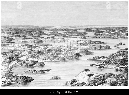 1888 Le Nil à la deuxième cataracte Soudan Nubie Banque D'Images