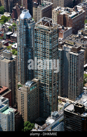 Photographie aérienne tours résidentielles de l'Upper East side, Manhattan, New York City Banque D'Images
