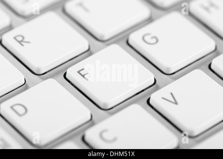 Plan Macro sur un clavier d'ordinateur avec touches effet bokeh Banque D'Images