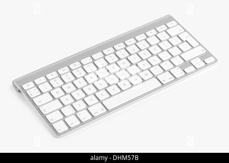 Clavier ordinateur sans fil avec l'alphabet anglais isolé sur fond blanc Banque D'Images