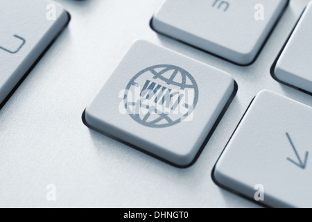 Bouton de l'ordinateur sur un clavier avec symbole icône encyclopédie wiki Banque D'Images