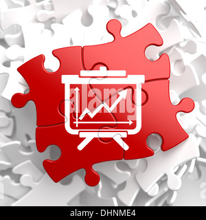 L'icône rouge sur tableau-Puzzle. Banque D'Images