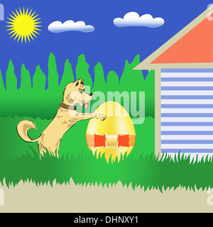 Chien et œuf de Pâques Banque D'Images