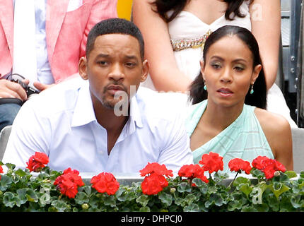 Will Smith et sa femme Jada Pinkett Smith assister à la finale du Masters de Madrid entre le Tchèque Tomas Berdych et suisse Roger Federer au Magic Box (Caja Magica) sports complex Madrid, Espagne - 13.05.12 Banque D'Images