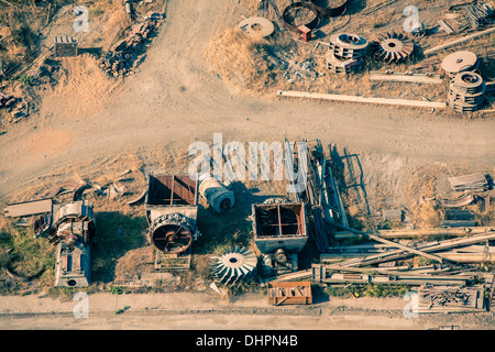 Vue aérienne sur junk yard par Soma, Turquie 2013 Banque D'Images