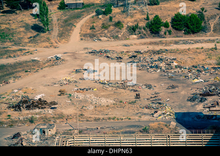 Vue aérienne sur junk yard par Soma, Turquie 2013 Banque D'Images